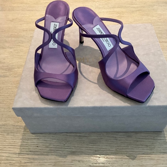 JIMMY CHOO SATIN SANDALS - Picture 1 of 5